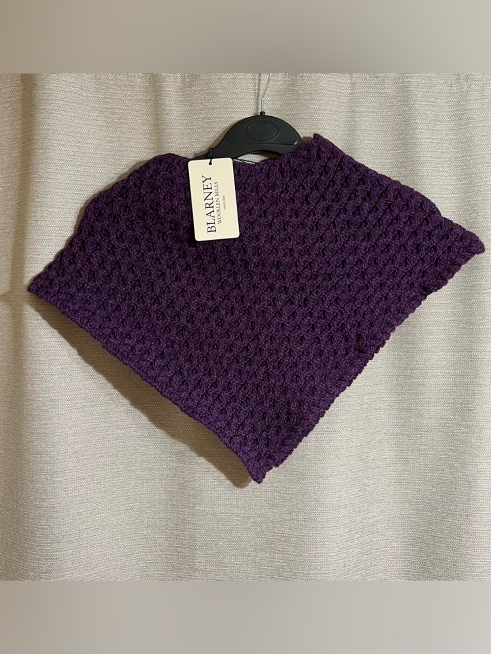 Blarney Woollen Mills Kids Aran Poncho 100% Merino Wool Purple 3-4Y Cottagecore